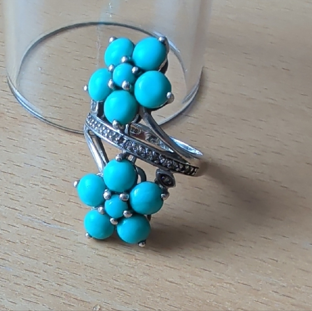 Sterling Silver Floral Turquoise Ring